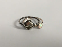 Load image into Gallery viewer, Sea Shell Stacking Ring. Sterling silver stacker jewelry mix and match. Scalloped sea shell seashell ocean beach surfer jewelry.
