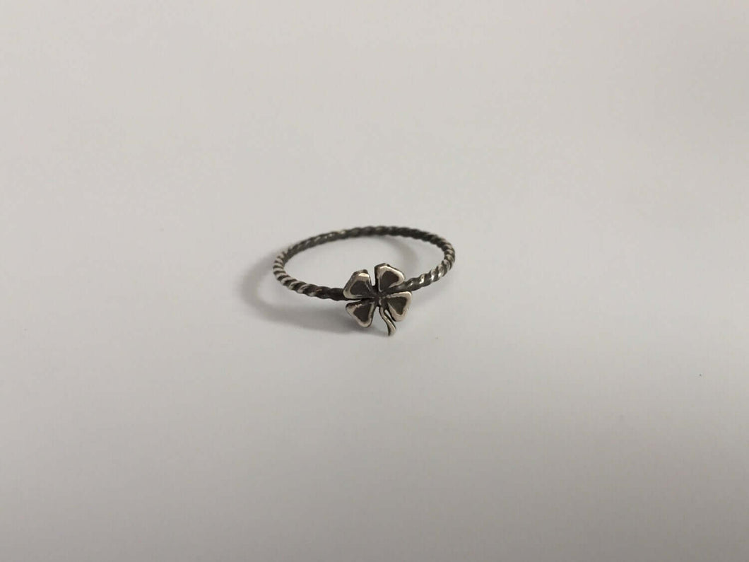 Four Leaf Clover Stacking Ring. Sterling silver stacker jewelry mix and match. Lucky charms clover jewelry.