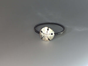 Sand Dollar Stacking Ring. Sterling silver stacker jewelry mix and match. Ocean sea creature environmental awareness jewelry.