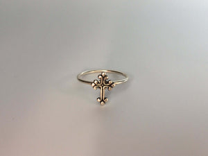 Scrolled Cross Stacking Ring. Sterling silver stacker jewelry mix and match.