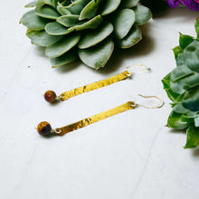 Load image into Gallery viewer, Tiger&#39;s eye mixed metal earrings
