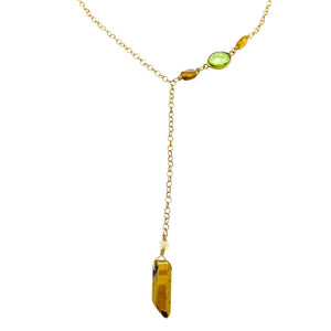 Luxurious Labradorite & Gold Quartz Asymmetrical Necklace