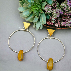 Hoops with tiger's eye stone