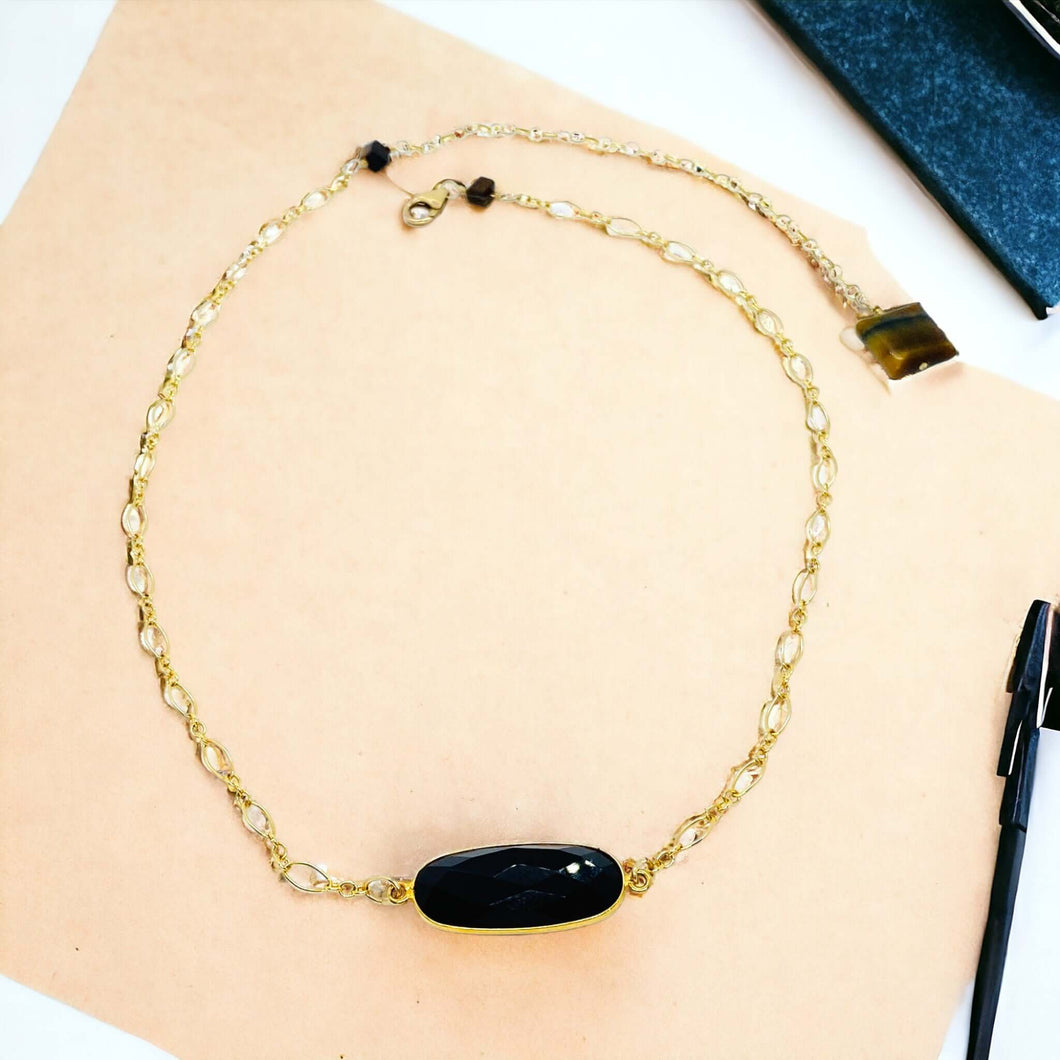 Strength and Protection: Handcrafted Wire Wrapped Onyx Pendant Necklace