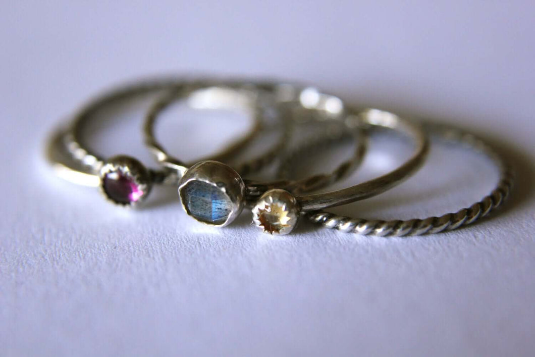 Glendale Jewelry Workshop – Private Group Class: Sterling Silver Stackable Rings & Gemstone Ring