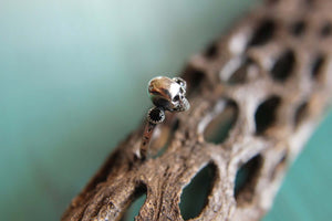 Dainty Skull Stacking Ring with Gemstones. Sterling silver gothic gemstone stacking ring. Small macabre skull ring.