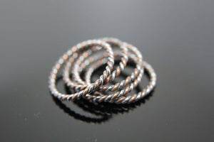 One Mixed Twist Band in Sterling Silver and Copper. Stacking Rings.