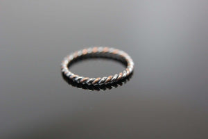 One Mixed Twist Band in Sterling Silver and Copper. Stacking Rings.