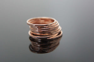 One Thin Hammered Band in 14k Yellow Gold, 14k Rose Gold or 14k White Gold. Knuckle size available.