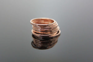 One Thin Hammered Band in 14k Yellow Gold, 14k Rose Gold or 14k White Gold. Knuckle size available.