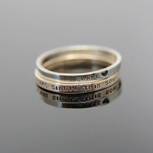 One Solid 14k Rose Gold Custom Hand Stamped Tiny Band Ring. Pink Gold Red Gold Ring. Knuckle size available.