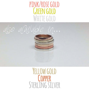 One Solid 14k Rose Gold Custom Hand Stamped Tiny Band Ring. Pink Gold Red Gold Ring. Knuckle size available.