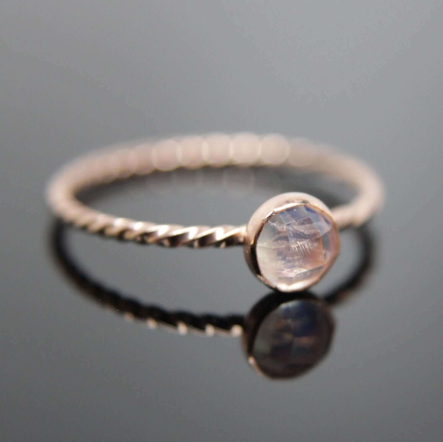 Choose your Single 14k rose gold stacking Rose gold  gemstone ring stacking Dainty gemstone