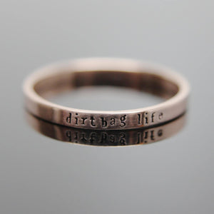 One Solid 14k Rose Gold Custom Hand Stamped Tiny Band Ring. Pink Gold Red Gold Ring. Knuckle size available.