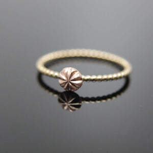 Cherry Blossom Bud Ring in 14k Gold. Simple stacking ring in 14k rose gold, yellow gold, white gold. Thin gold stacking ring.