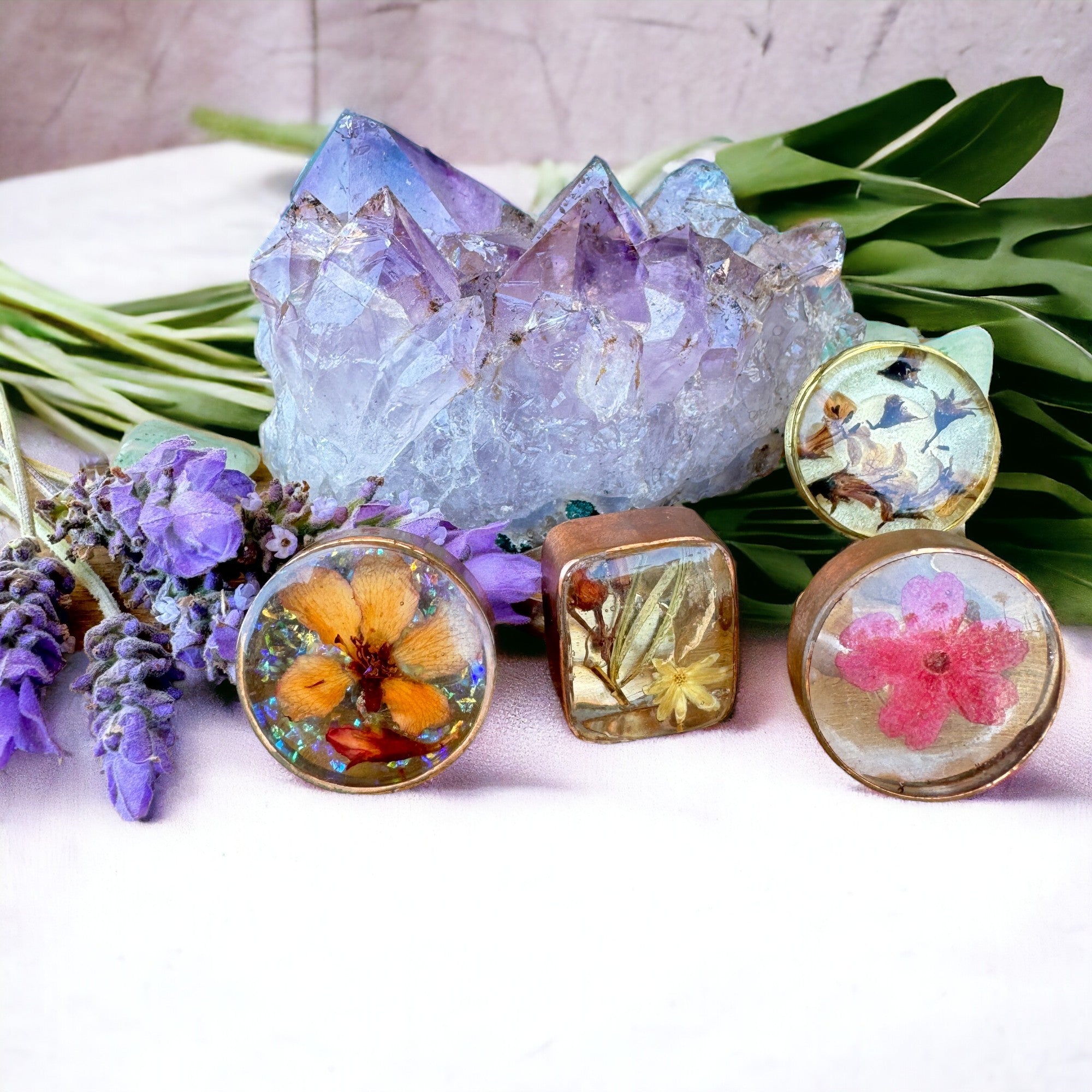 Resin Jewelry Making Class: Create Magical Flower and Crystal Rings