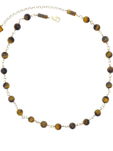 Golden Tiger Eye Wire Wrap Necklace: Handcrafted Statement Jewelry