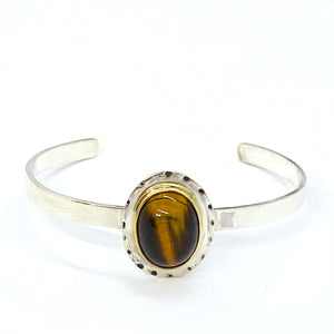 Tiger's eye gold and silver cuff