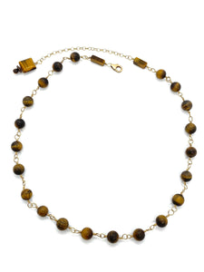 Golden Tiger Eye Wire Wrap Necklace: Handcrafted Statement Jewelry