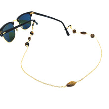 Load image into Gallery viewer, Hang in there! Tiger&#39;s Eye Gold Filled 3 in 1 mask chain/necklace/eyeglass holder
