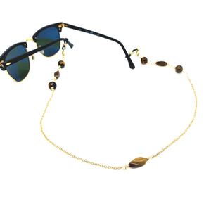 Hang in there! Tiger's Eye Gold Filled 3 in 1 mask chain/necklace/eyeglass holder