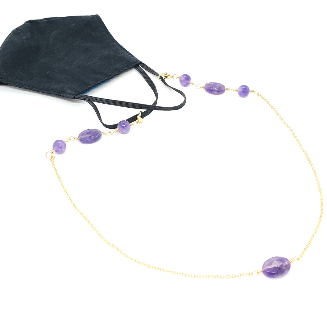 Hang in there! Amethyst Gold Filled 3 in 1 mask chain/necklace/eyeglass holder