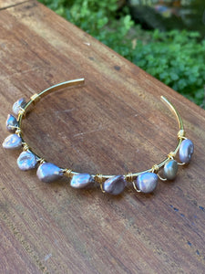 Gray pearl brass cuff