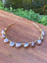 Load image into Gallery viewer, Gray pearl brass cuff
