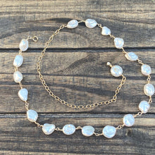 Load image into Gallery viewer, Ethereal Harmony: Handcrafted Labradorite and Pearl Gold-Filled Necklace
