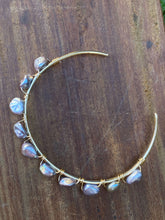 Load image into Gallery viewer, Gray pearl brass cuff
